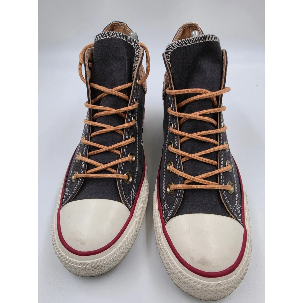 Converse Chuck Taylor All Star Lux Wedge Sneakers Grey Tan Canvas High Top Shoes - Picture 3 of 10